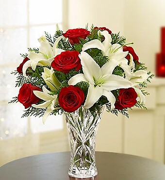 Crystal Vase Holiday Arrangement